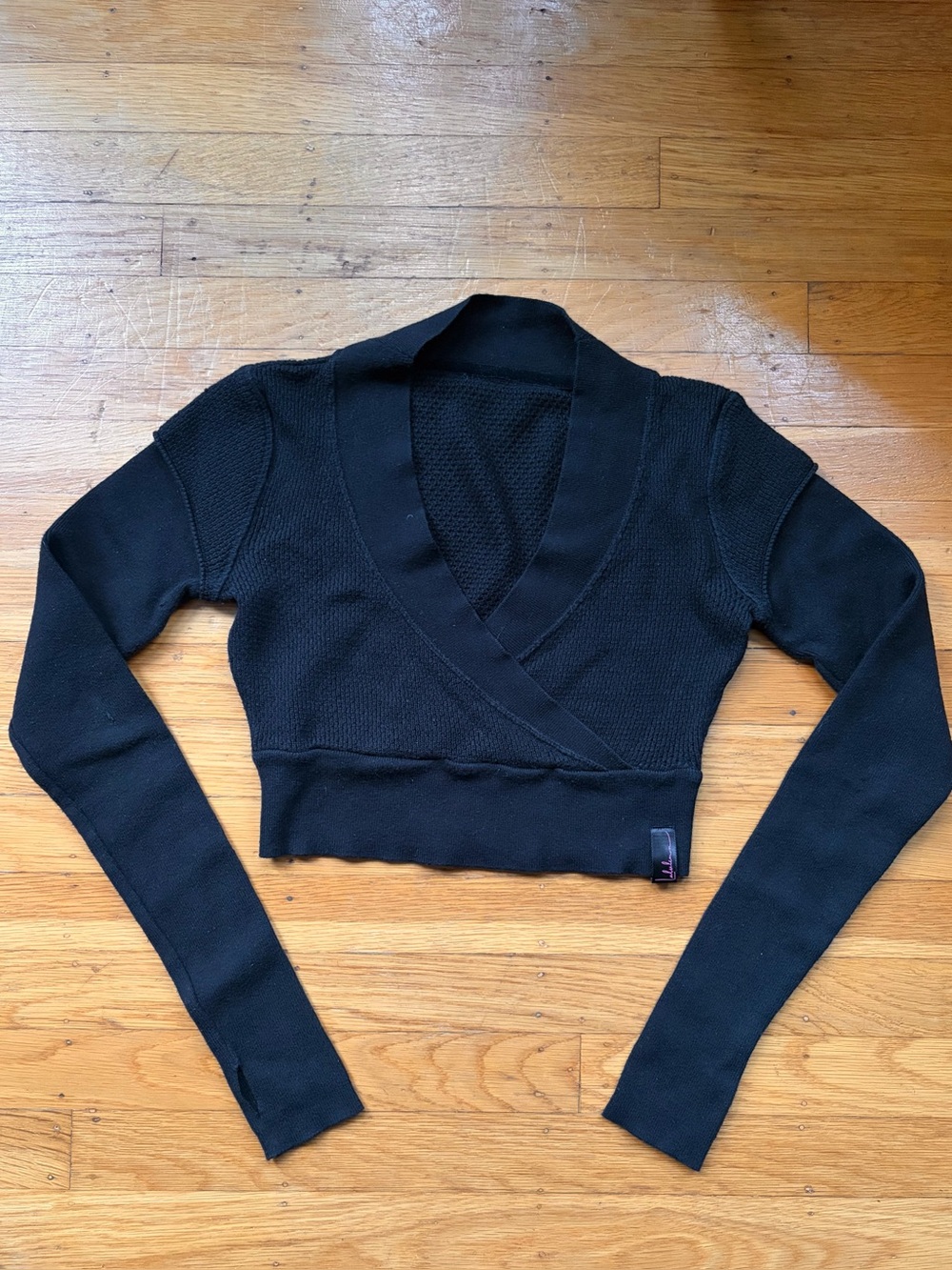 VINTAGE Lululemon Adagio Knit Wrap Sweater Black Size X-Small Y2K Ballet Core
